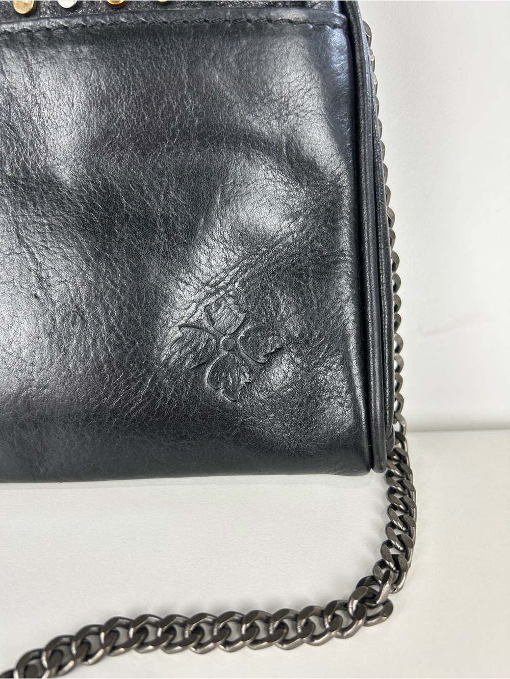 PATRICIA NASH BLACK STUDDED LEATHER LUISA FLAP CROSSBODY CLUTCH - Picture 5 of 16